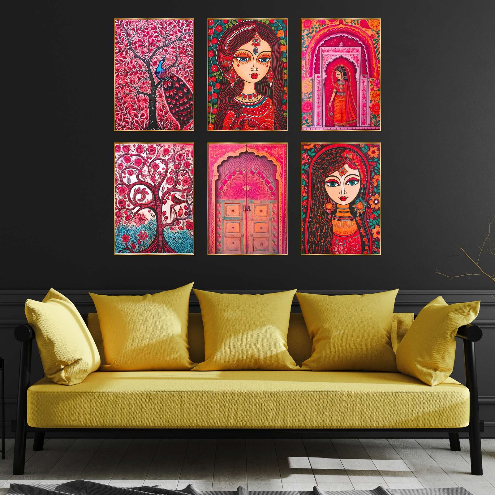 Set of Six Wall Paintings for Wall Dacoration Golden Framed Wall Paintings for Living Room & Bedroom Wall Art for Home Decoration & Office Wall Décor (13x10 inch CH-GD6-4) - Image 2